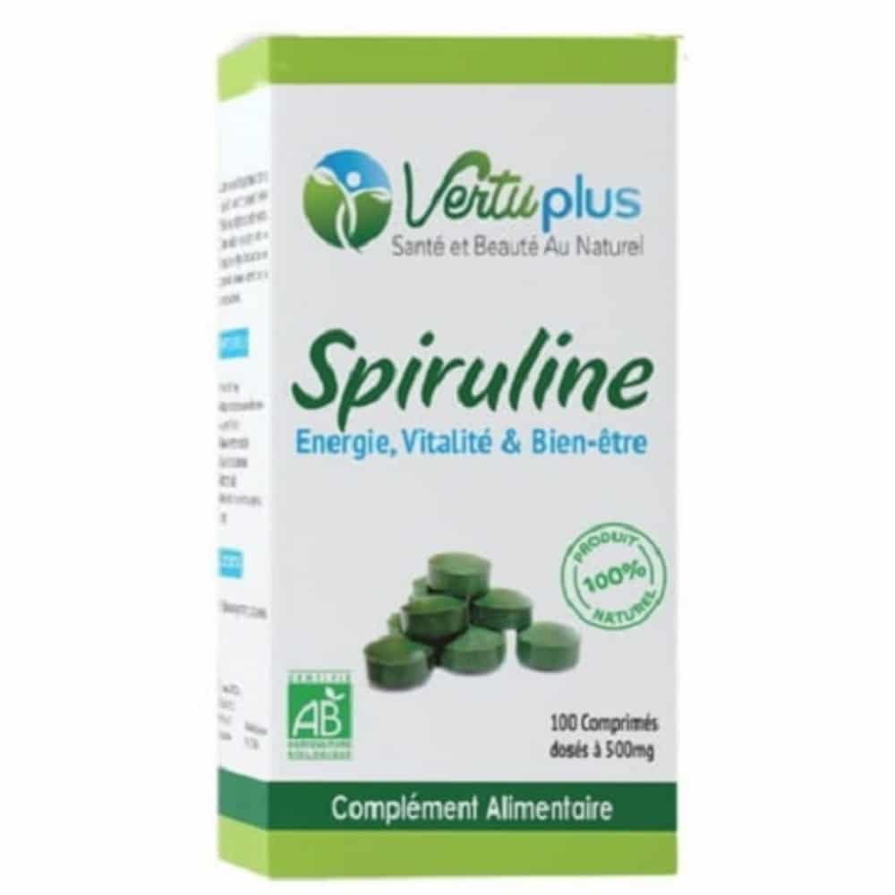 vertuplus – spiruline energie, vitalite et bien etre 500mg – 100 comprimes