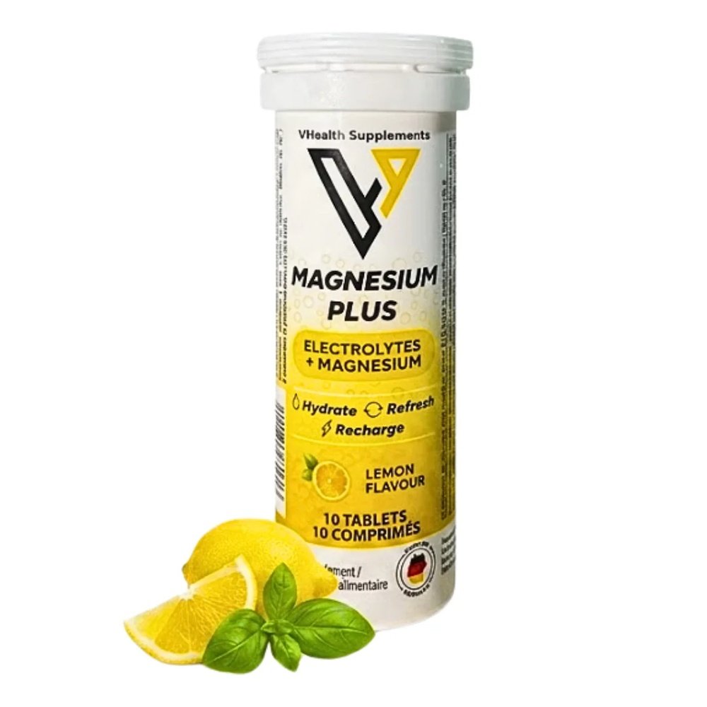 vhealth – maghnesium plus electrolytes lemon – 10 comprimes
