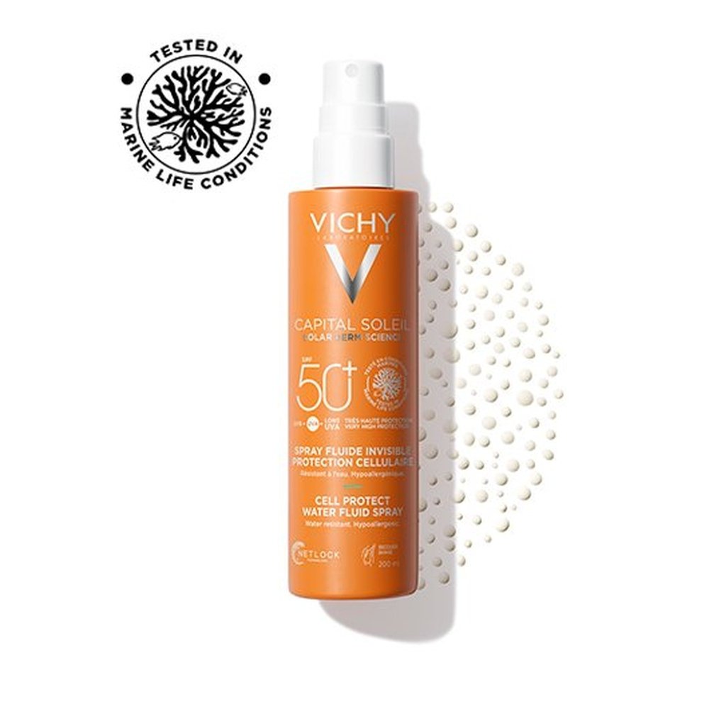 vichy – capital soleil spray fluide invisible protection cellulaire spf50+ – 200ml vichy – capital soleil spray fluide invisible protection cellulaire spf50+ – 200ml