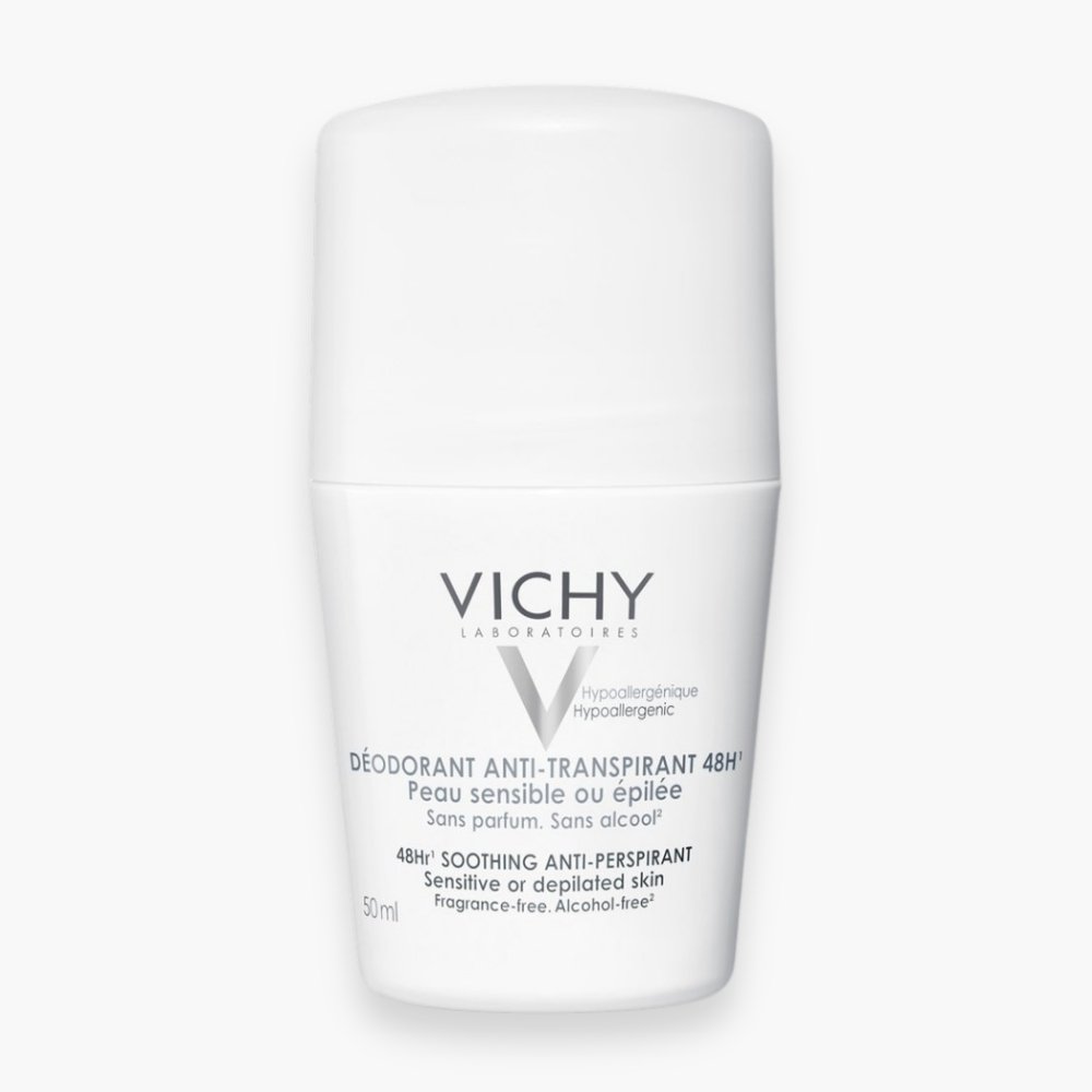 vichy – deodorant roll on anti transpirant peau sensible ou epilee 48h – 50ml