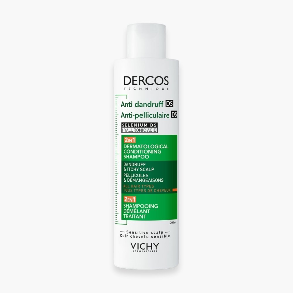 vichy – dercos ds shampoing 2en1 demelant traitant anti pelliculaire cuir chevelu sensible – 200ml