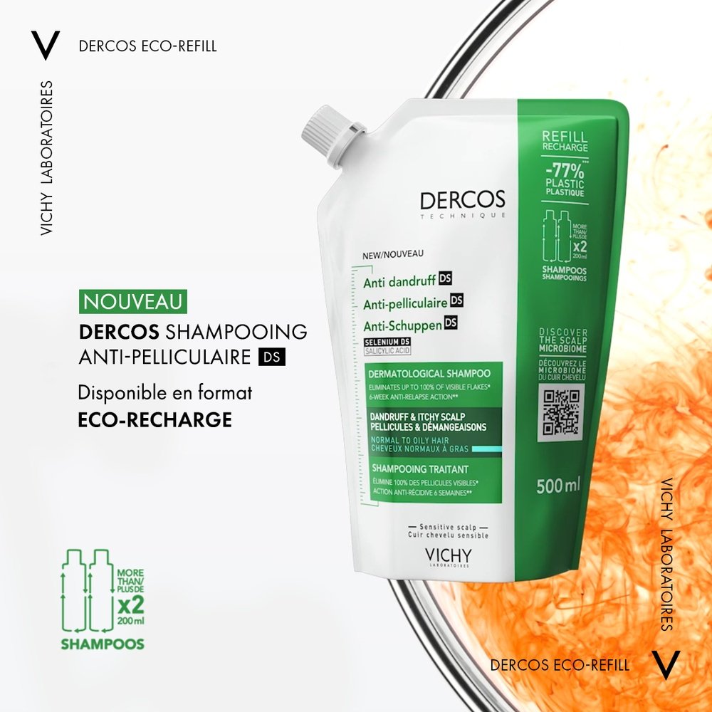vichy – dercos ds shampoing traitant anti pelliculaire cheveux normaux a gras eco recharge – 390ml vichy – dercos ds shampoing traitant anti pelliculaire cheveux normaux a gras eco recharge – 390ml
