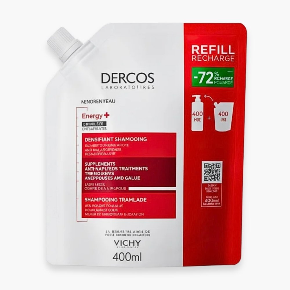 vichy – dercos energisant shampoing stimulant complement anti chute eco recharge – 400ml