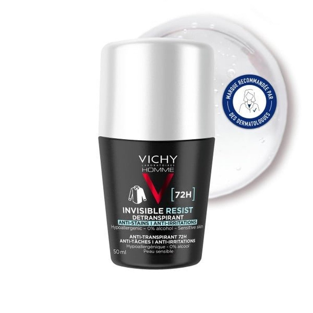 vichy – homme deodorant roll on invisible resist dermo detranspirant anti taches anti irritations 72h – 50ml vichy – homme deodorant roll on invisible resist dermo detranspirant anti taches anti irritations 72h – 50ml