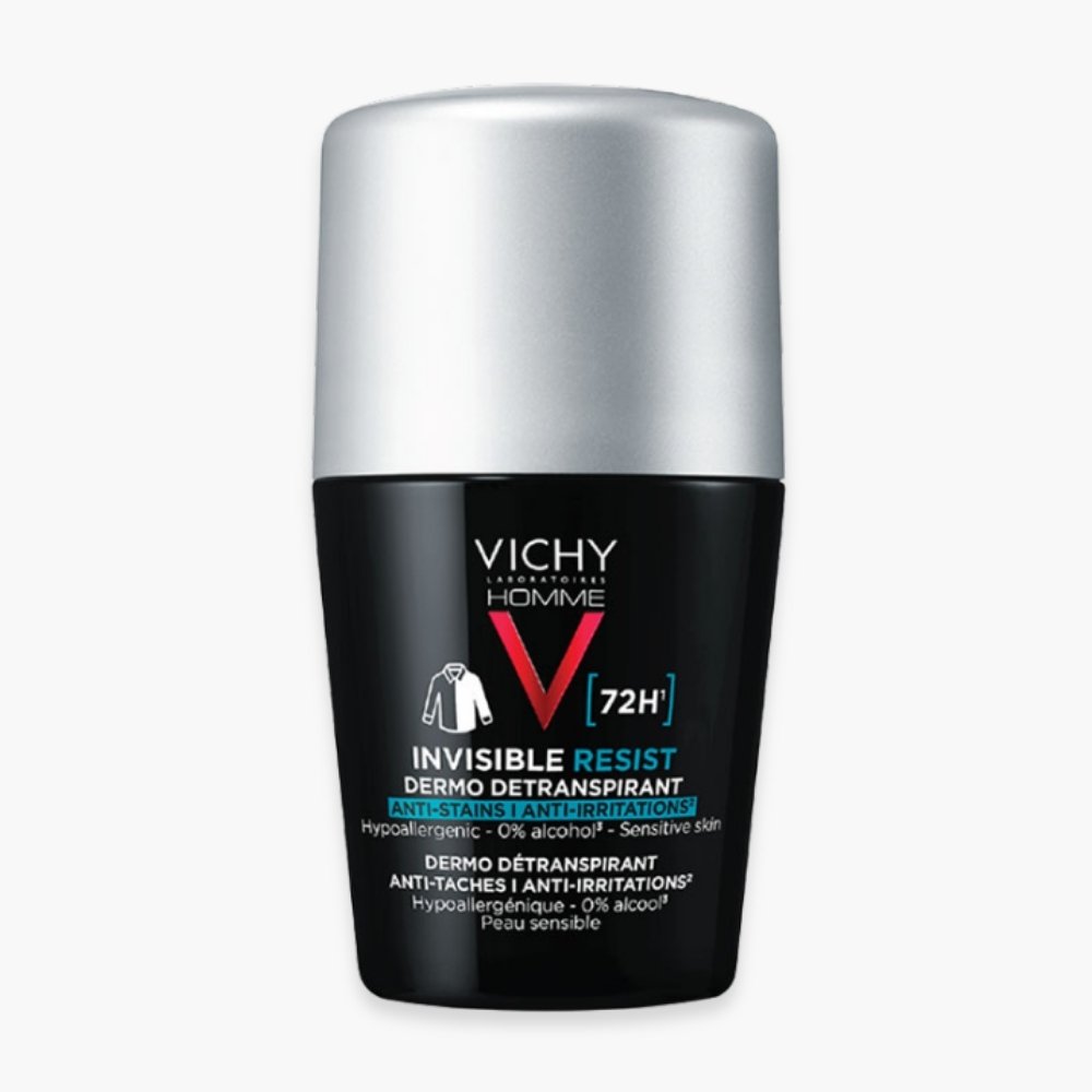 vichy – homme deodorant roll on invisible resist dermo detranspirant anti taches anti irritations 72h – 50ml