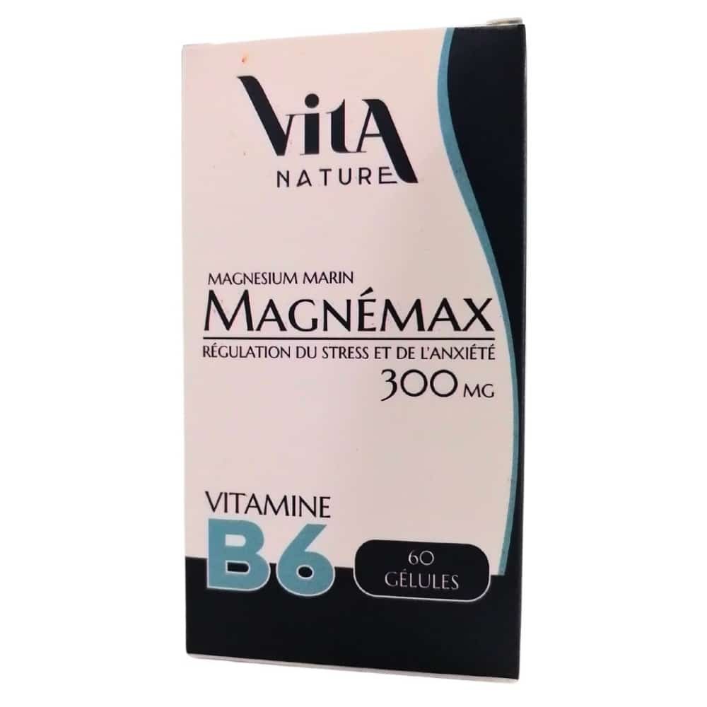 vita nature – magnemax magnesium marin et viamine b6 300mg – 60 gelules
