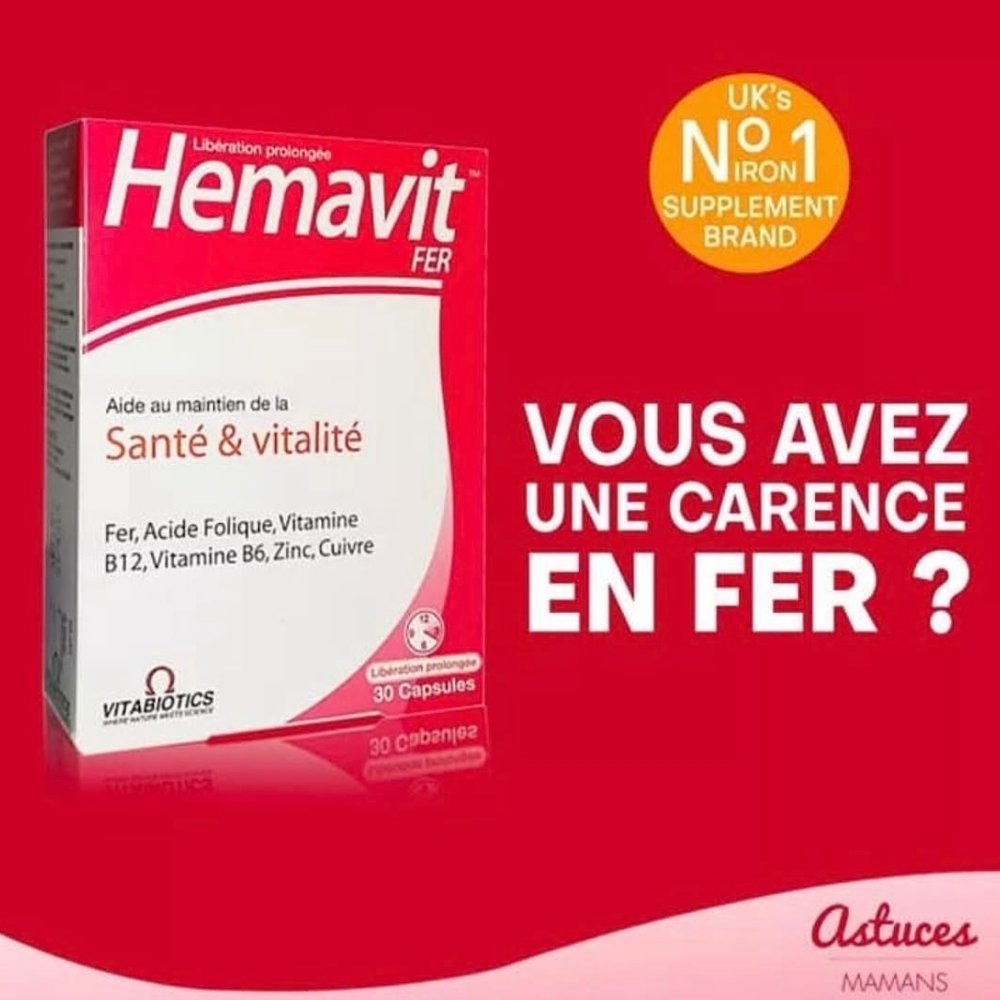 vitabiotics – hemavit fer sante et vitalite – 30 comprimes vitabiotics – hemavit fer sante et vitalite – 30 comprimes
