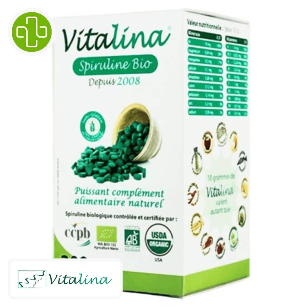 vitalina – spiruline bio et naturelle – 100 comprimes