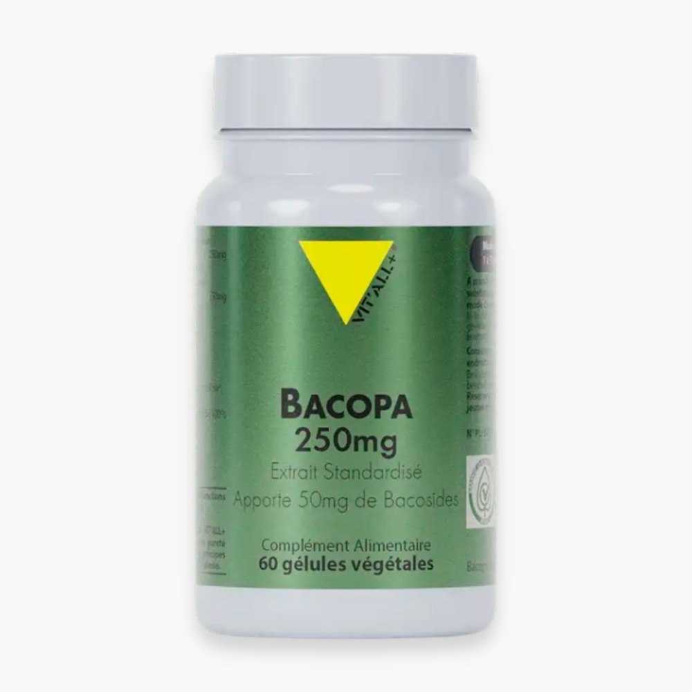 vitall+ – bacopa 250mg extrait standardise 50mg de bacosides – 60 gelules
