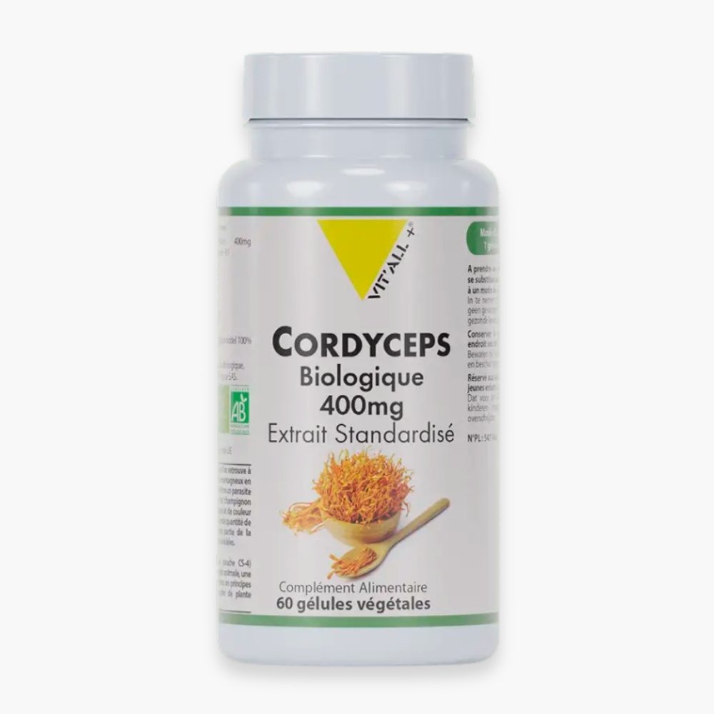 vitall+ – cordyceps biologique 400mg extrait standardise – 60 gelules