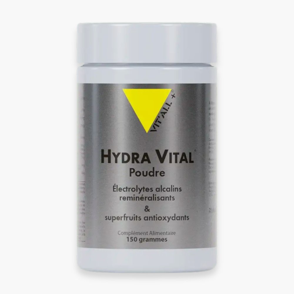 vitall+ – hydra vital electrolytes alcalins remineralisant et superfruits antioxydants en poudre – 150g