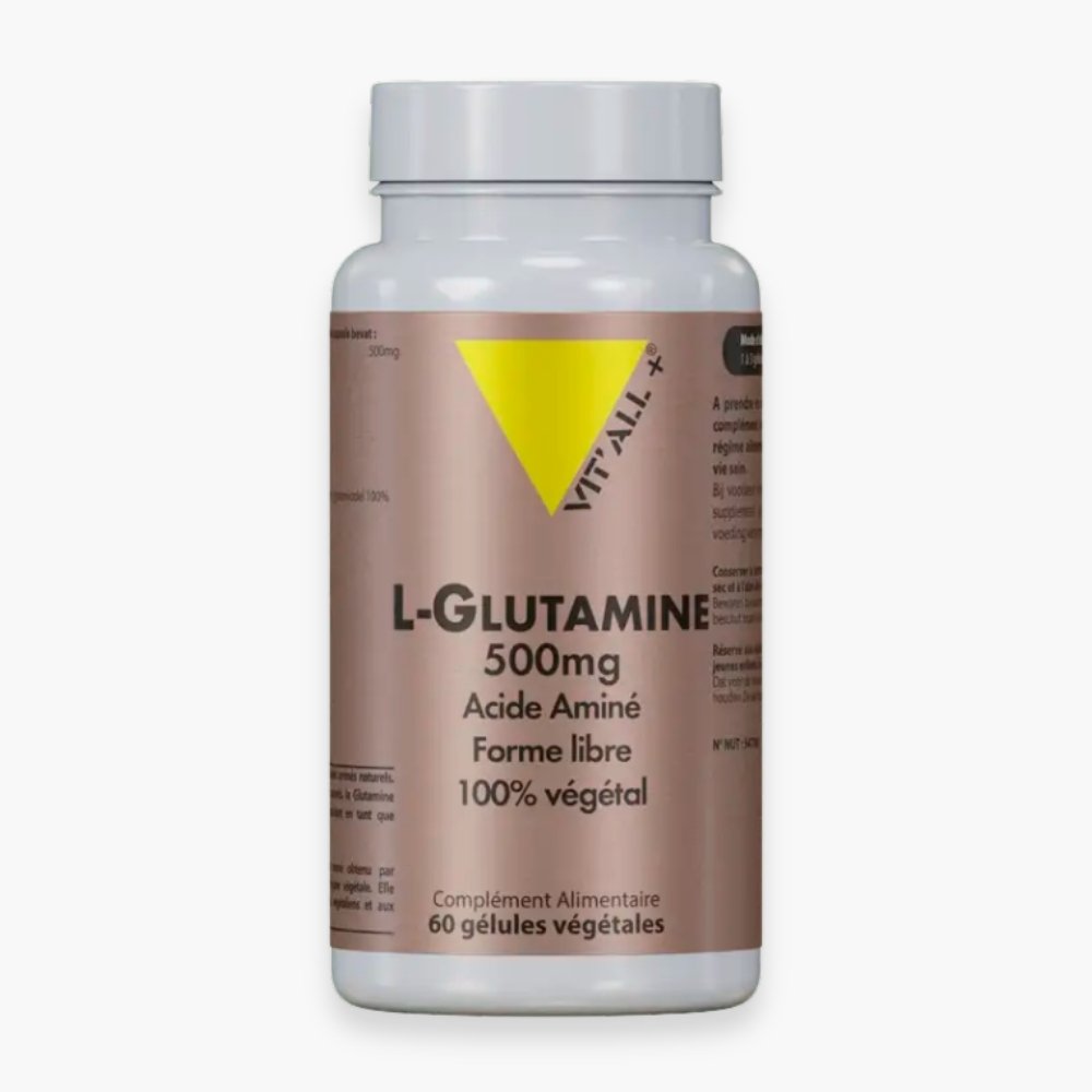 vitall+ – l glutamine 500mg acide amine forme libre 100% vegetal – 60 gelules