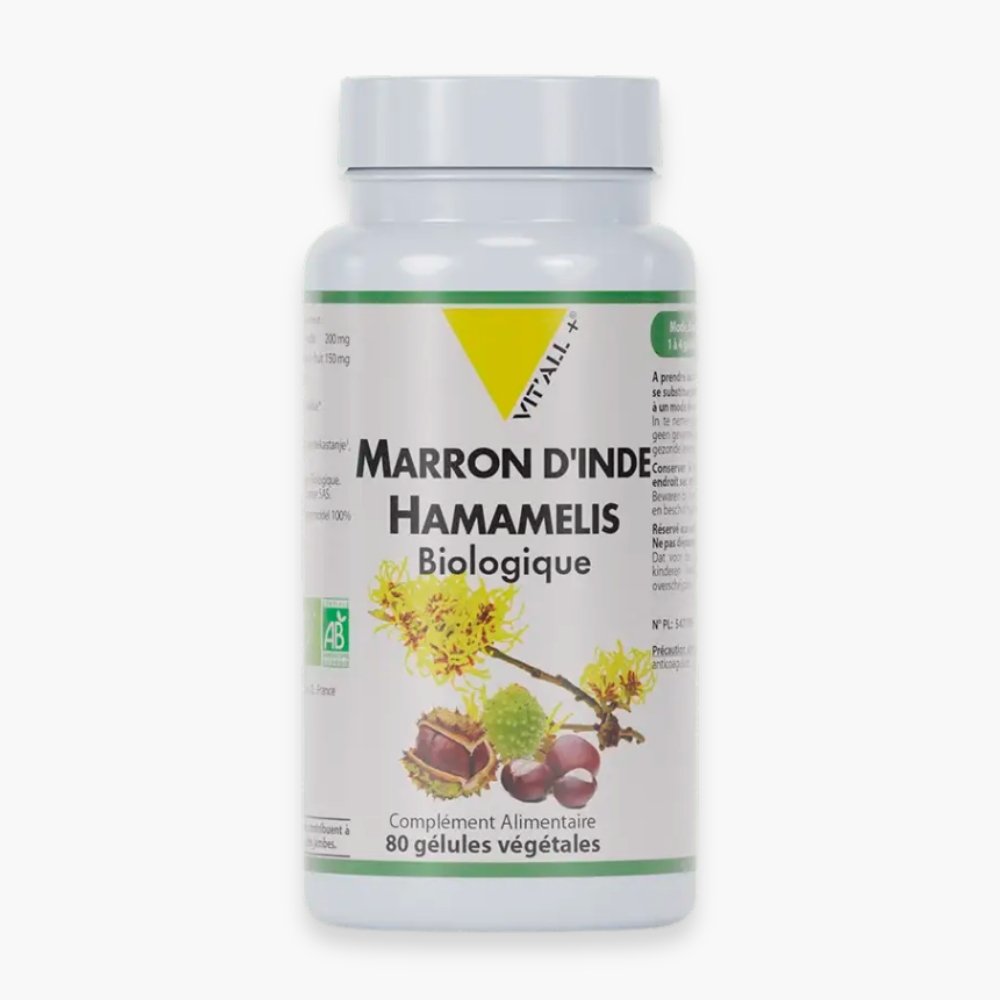 vitall+ – marron d’inde 150mg hamamelis 200mg biologique – 80 gelules