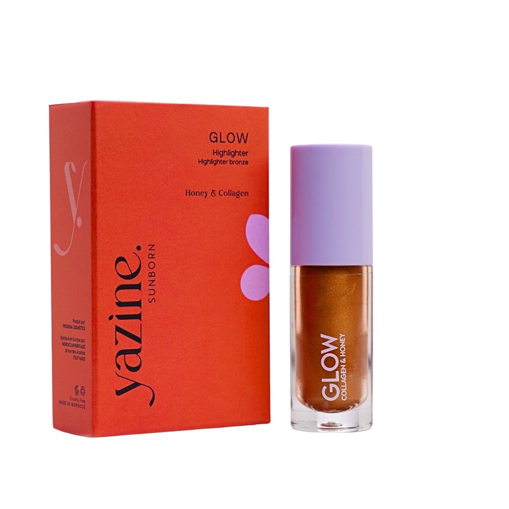 yazine – glow highlighter bronze miel et collagene – 5ml