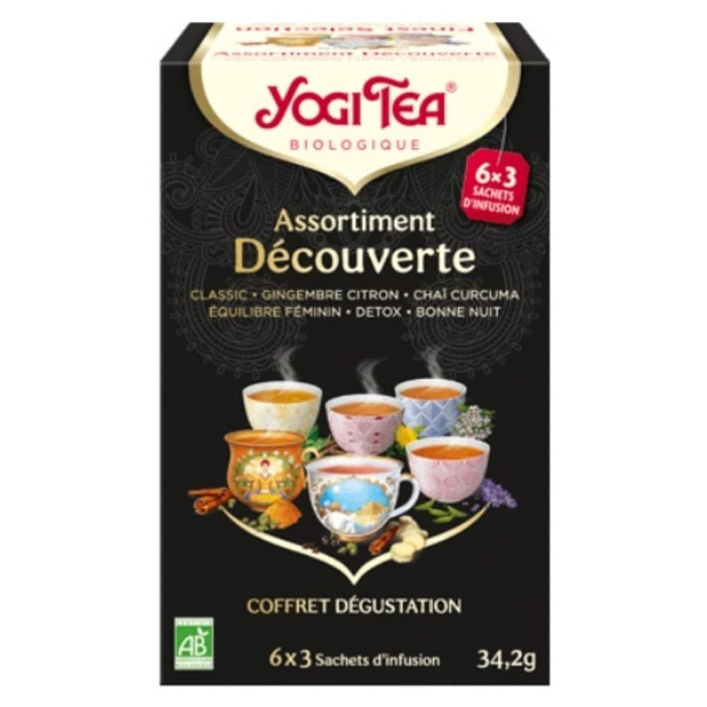yogi tea – assortiment decouverte coffret degustation sachets bio – 6x3u