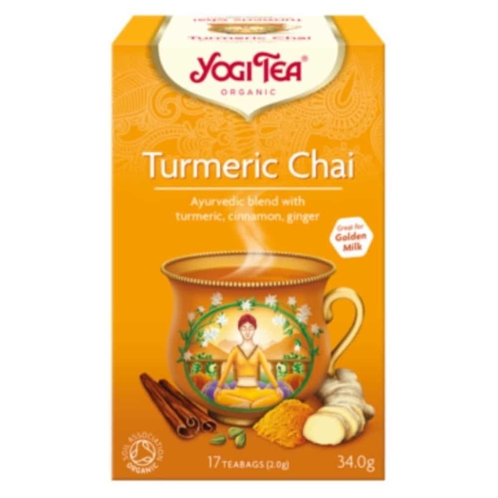 yogi tea – chai infusion ayurvedique curcuma, cannelle et gingembre sachets bio – 17u