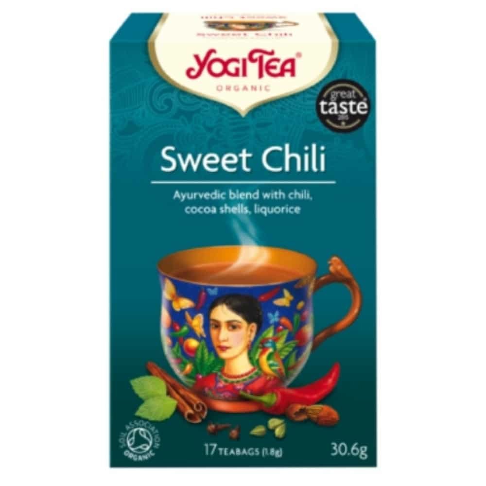 yogi tea – chili doux infusion ayurvedique ecorce de cacao et reglisse sachets bio – 17u