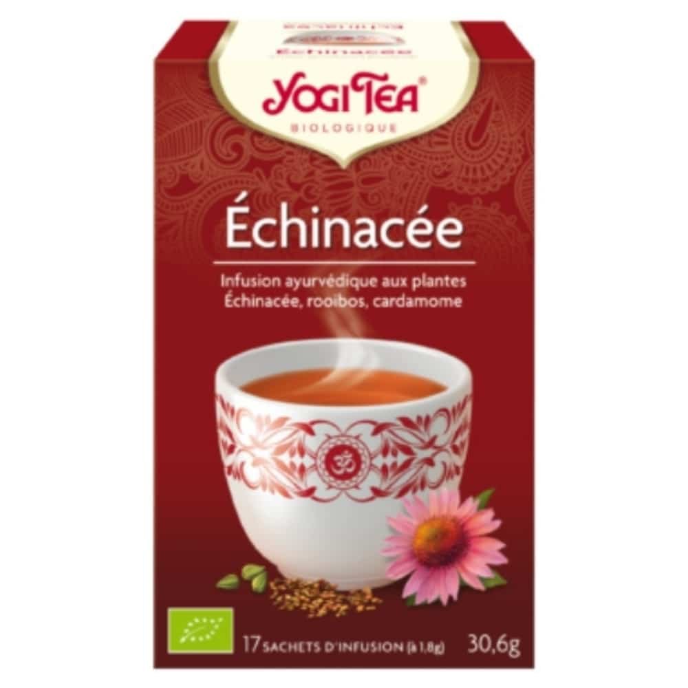 yogi tea – echinacee infusion ayurvedique echinacee, rooibos et cardamome sachets bio – 17u