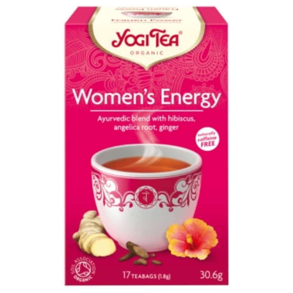 yogi tea – energie feminine infusion ayurvedique hibiscus, racine d’angelique et gingembre sachets bio – 17u