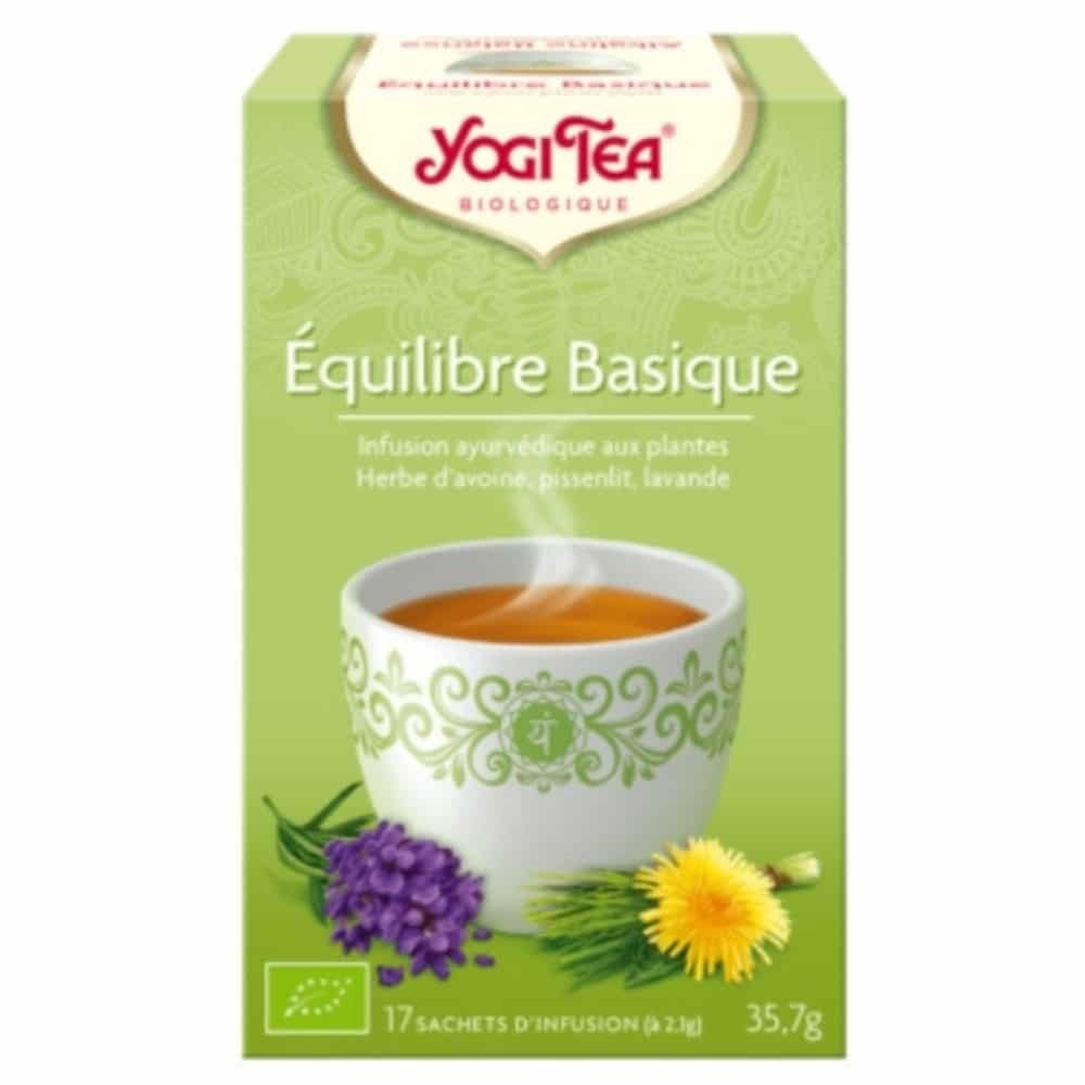yogi tea – equilibre basique infusion ayurvedique herbes d’avoine, pissenlit et lavande sachets bio – 17u