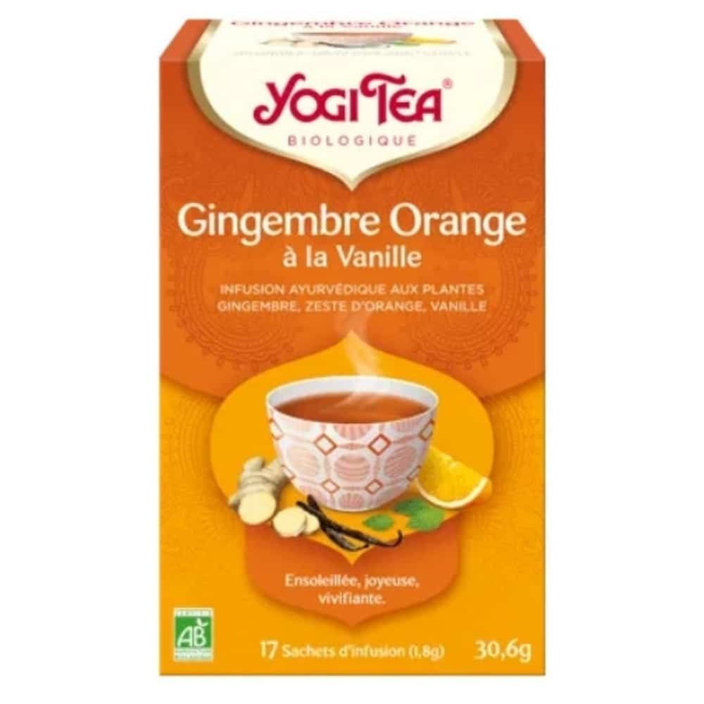 yogi tea – gingembre orange a la vanille infusion ayurvedique gingembre, zeste d’orange et vanille sachets bio – 17u