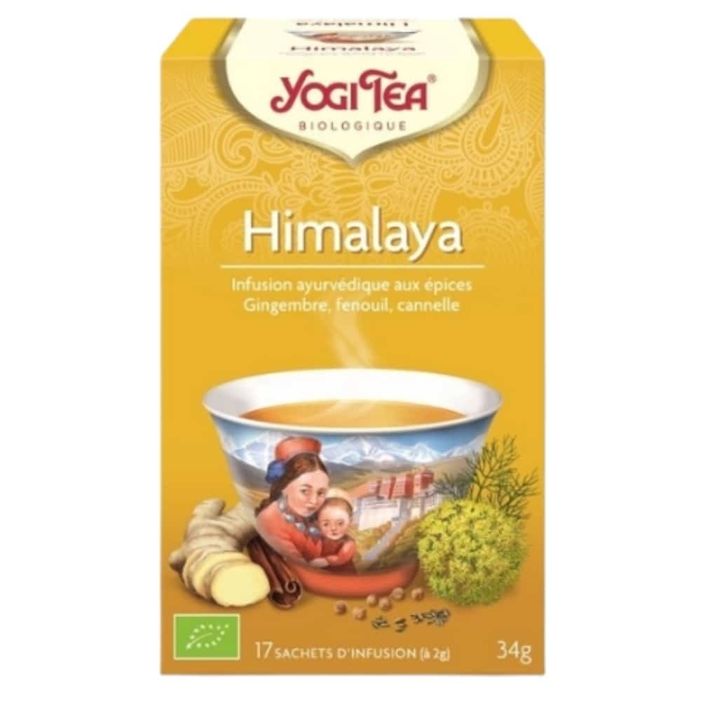 yogi tea – himalaya infusion gingembre, fenouil et cannelle sachets bio – 17u