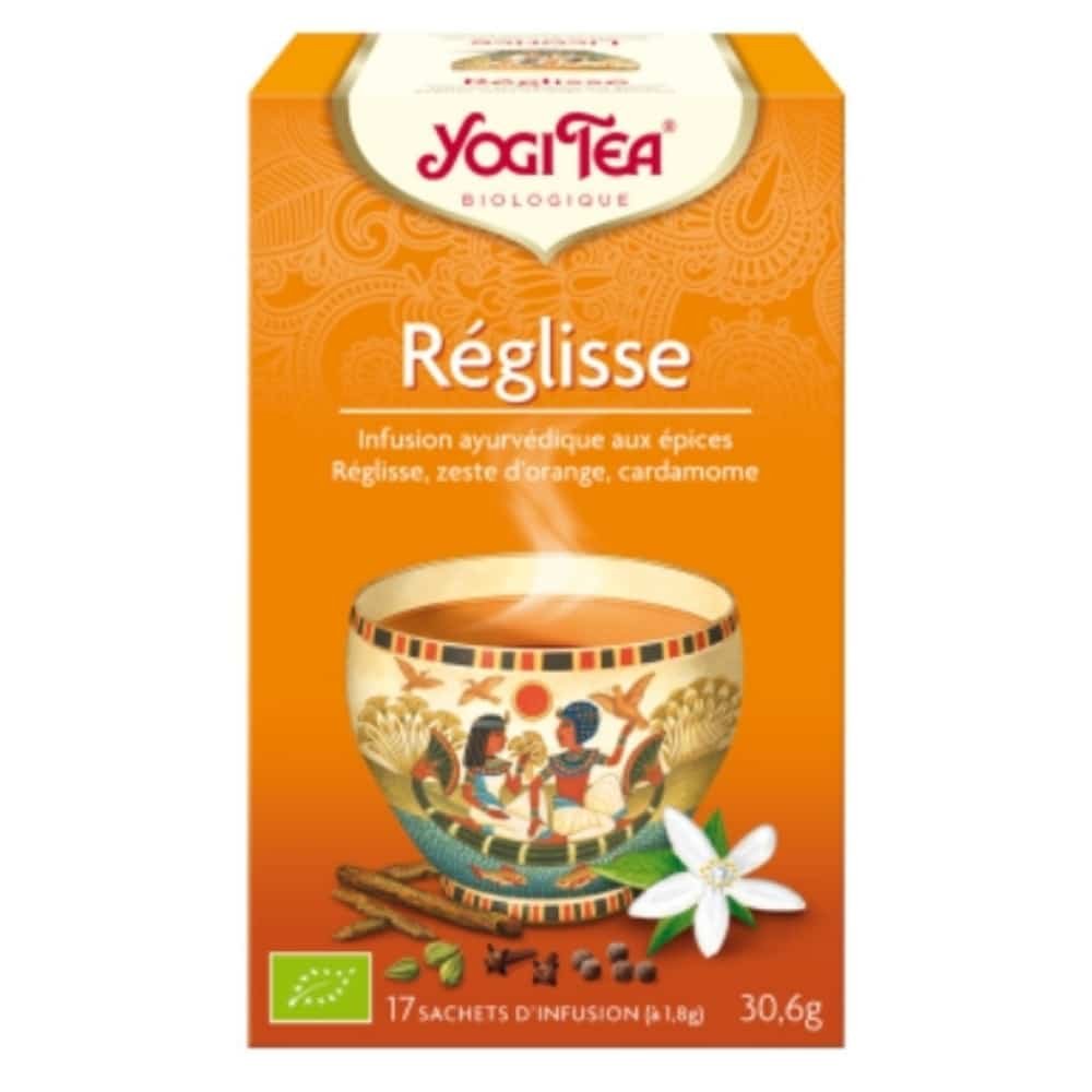 yogi tea – reglisse infusion ayurvedique reglisse, zeste d’orange et cardamome sachets bio – 17u