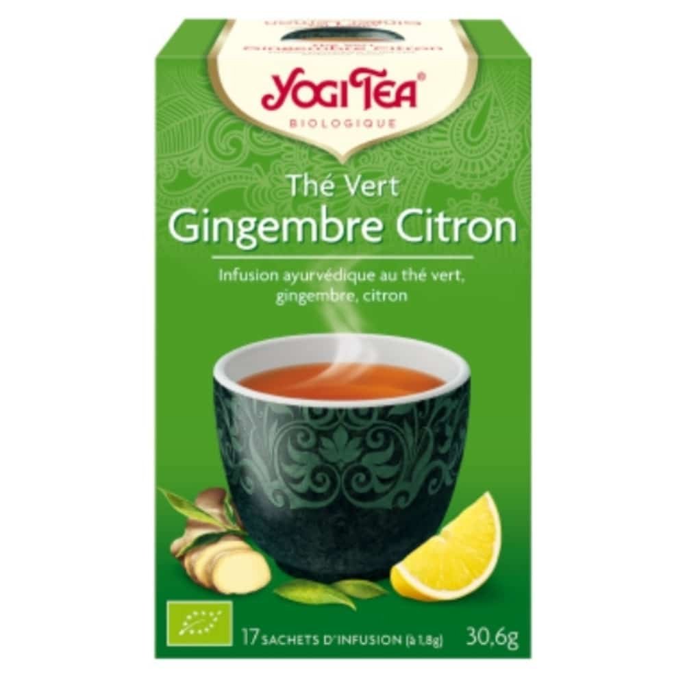 yogi tea – the vert gingembre citron infusion ayurvedique the vert, gingembre et citron sachets bio – 17u