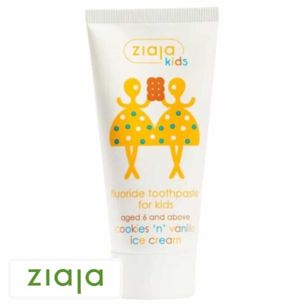 ziaja – kids dentifrice 6ans+ avec fluor gout biscuits et glace a la vanille – 50ml